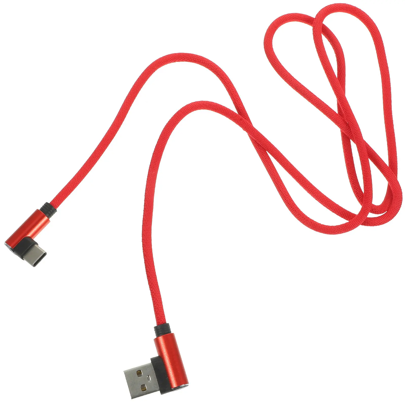 1M Right Angle Type-C USB Cable Braided Nylon Tangle-Free Fast Charging 90 Degree L-Shaped Data Sync Cord for Smartphones