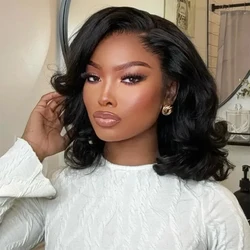 Glueless Wig Loose Body Wave Bob Wig Lace Front Human Hair Wigs For Women HD Transparent Full Lace Frontal Wig Wear and Go Wig