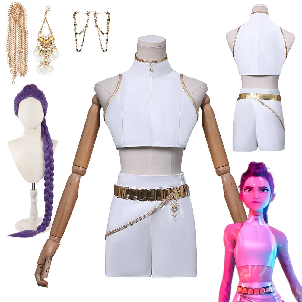 

Fancy Dress Demon Hunter of KPop Rumi Cosplay For Women White Stage Costumes 2025 Cartoon Costume Woman Roleplay Party Outfits