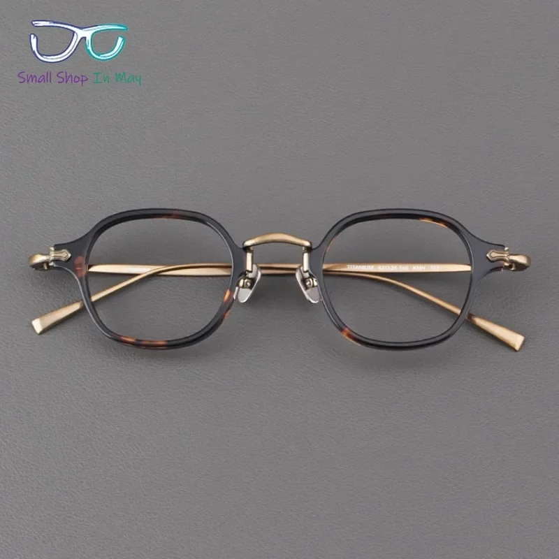 Men titanium glasses frame Japanese turtle small frame women ultra light can be equipped with myopia anti-blue light frame