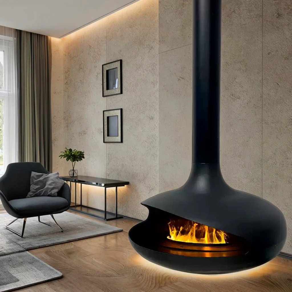 Modern Bio Ethanol Fireplace Suspended Ceiling-Mounted Ventless Fire Pit Decorative Smokeless Indoor Fireplace for Home Hotel