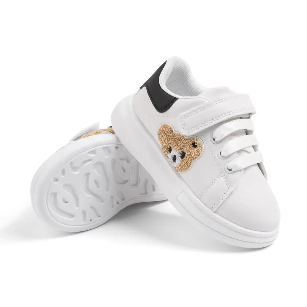 Four Seasons New Bear Pattern Solid Color Casual Shoes Versatile Children\'s Shoes Anti-slip Classic Sneakers Waterproof Soft