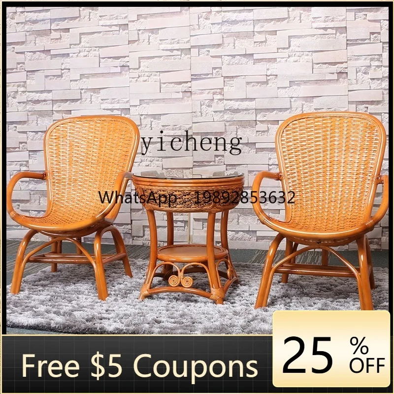 

AA Home Rattan Chair Tea Table Three-Piece Single Armchair Rattan Leisure Chair