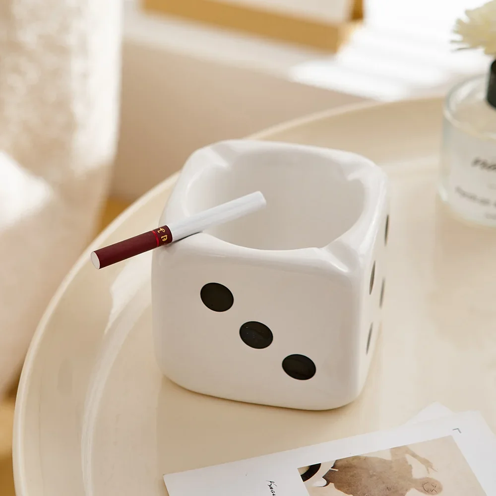 Dice Ashtray Modern Home Living Room Decoration Office Meeting Room Desktop Ornament Smoking Accessories Ash Tray Gift