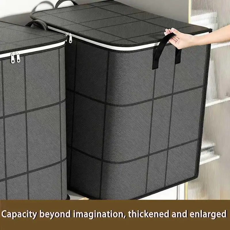 Foldable Clothes Storage Bag Large Capacity Organizer With Handle And Double Zipper For Bedding Moving Travel Under Bed Storage