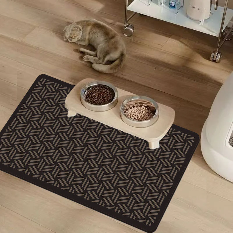 VIKAMA Geometric Pet Bowl Quick Dry Absorbent Non Slip Washable Kitchen Counter Drying Mat Minimalist Placemat