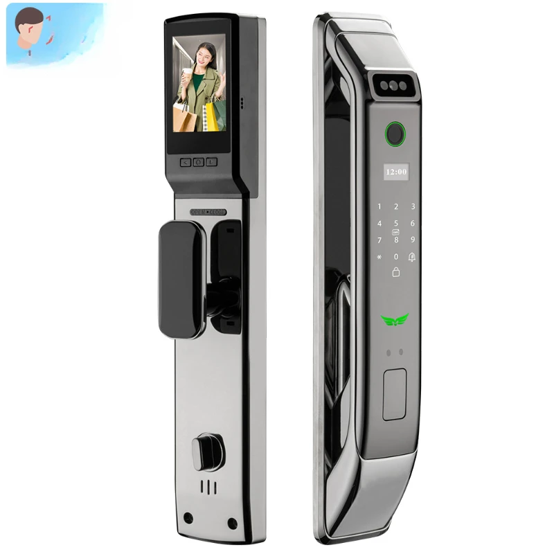 3d זיהוי פנים אוטומטי תקע טביעות אצבע יישום wifi ביומטרי דלת דיגיטלי