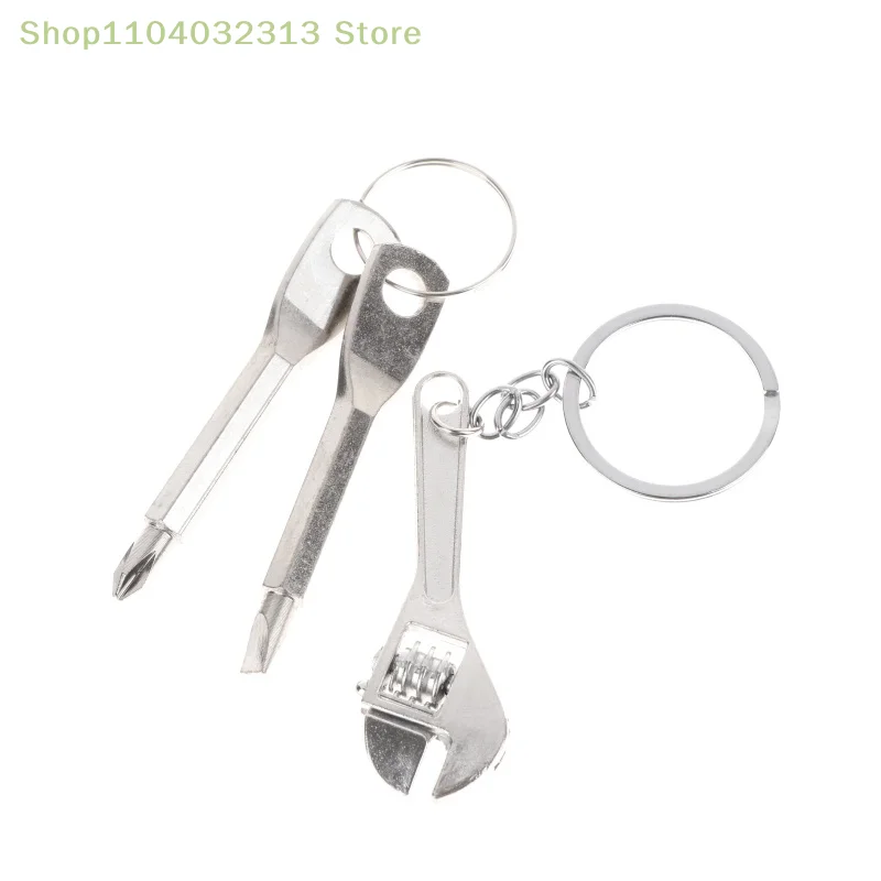3Pcs/Set Multifunctional Mini Wrench Keychain Set with Cross And Flat Screwdriver Portable Bike Motorcycle Repair Tool