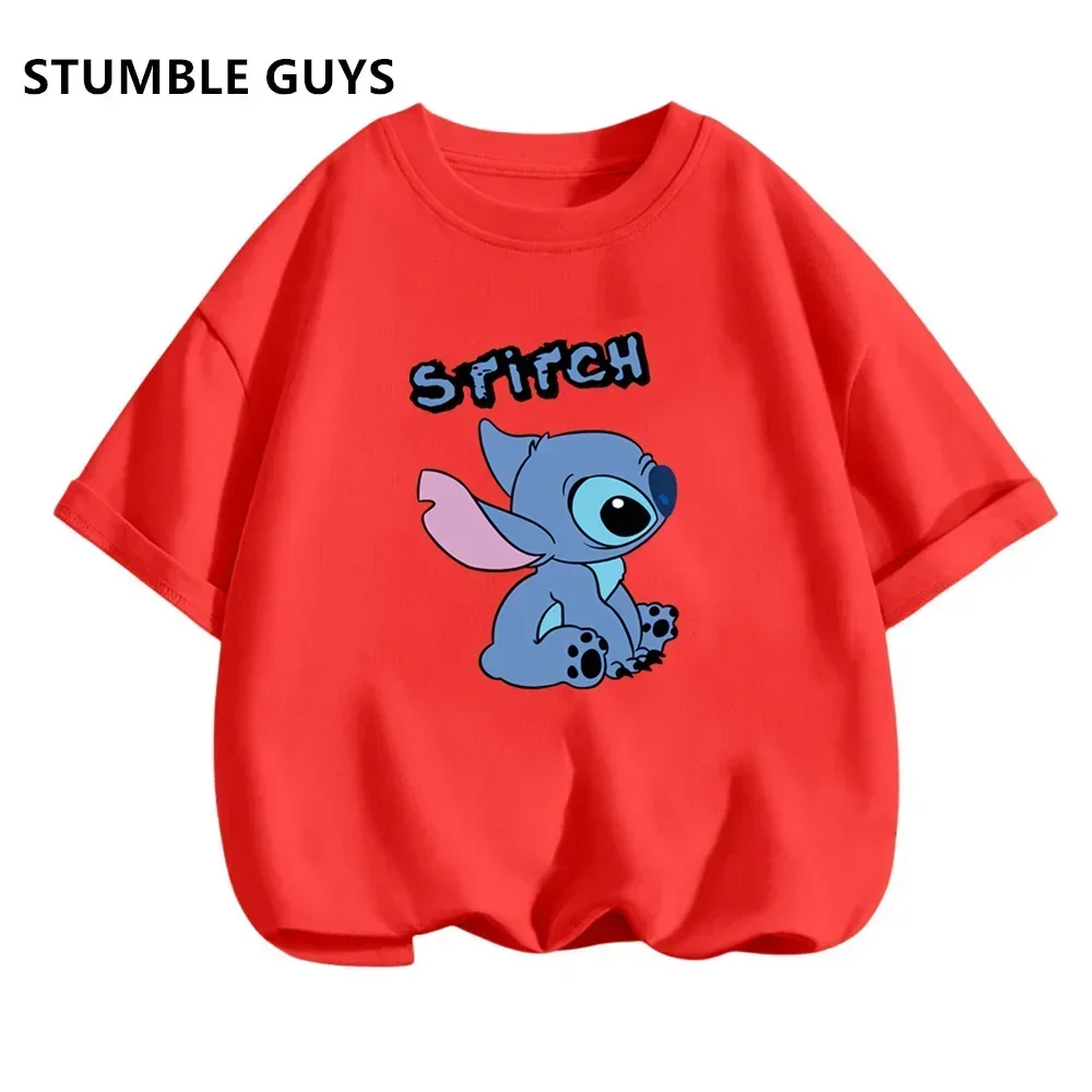 Children T-Shirt Set Kids Disney Lilo Stitch Cartoon T Shirt Stitch Cute Manga T-shirt Y2k Graphic Tshirt Girl Boys Trucksuit