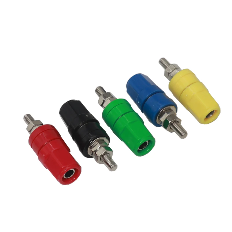 【5-1PCS】M4X36 Pure Copper Terminal 4MM Banana Jack Socket 20A Binding Post Banana Plug Connector M4*36 Black Red Blue Green Yell