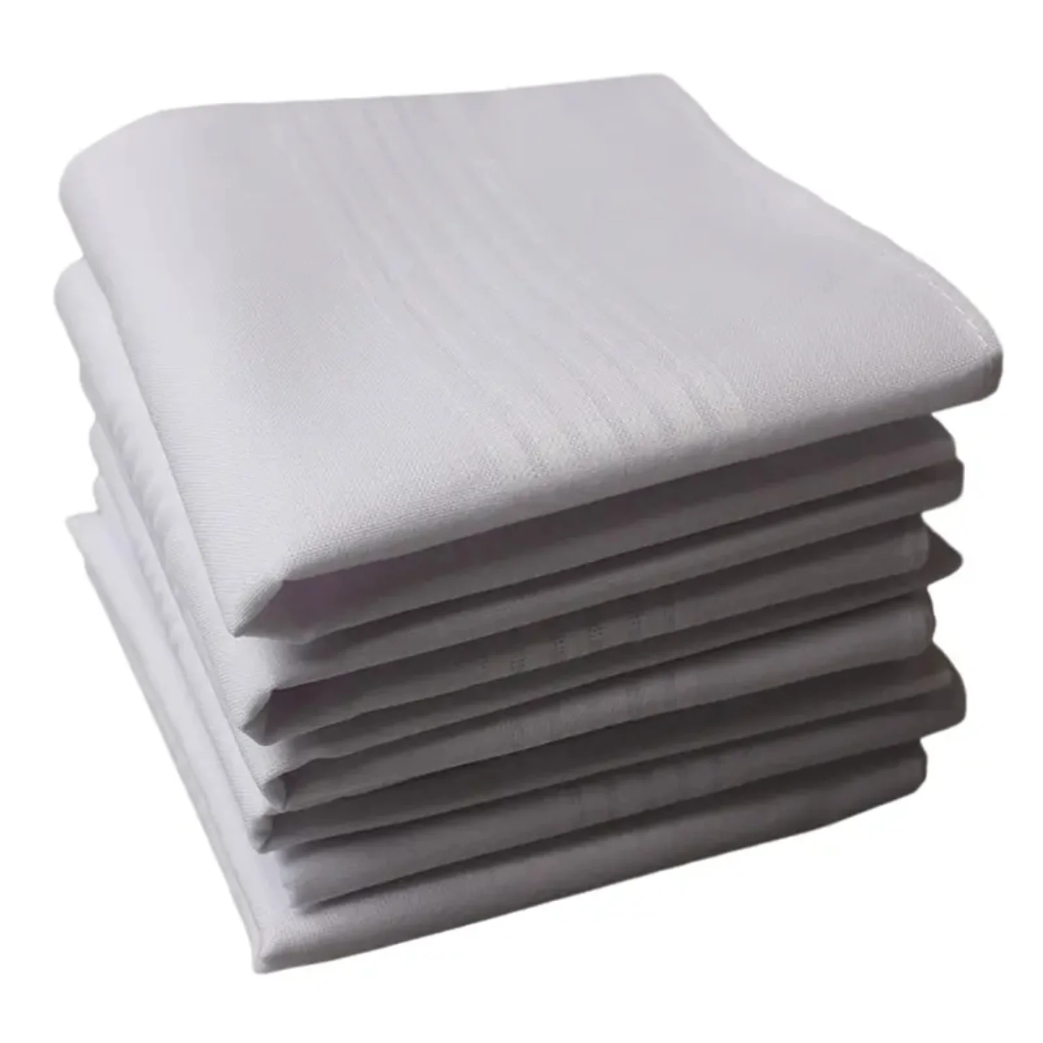 

12pcs Cotton Ribbon Plain White Handkerchief | Thin Pocket Square Napkin 15.7 Inches