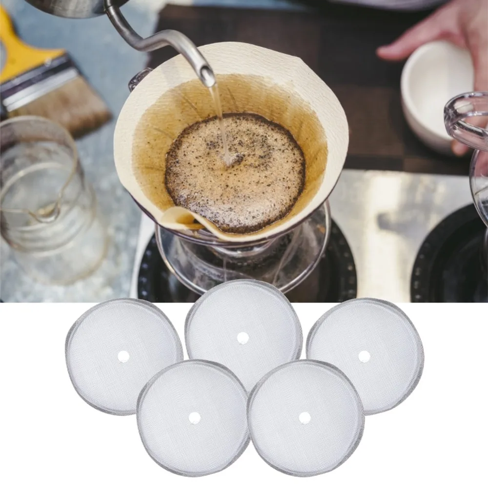 5 pcs set 304 Stainless Steel French Press Filter Screen 2.6 Inch Universal Fit Coffee Filter Screen Silver