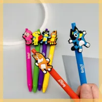 New 6pcs Blueys Pens Black Ink Neutral Pen 0.5mm Gel Pen Cartoon Bluey Bingo Student School Supplies Stationery Children Gifts