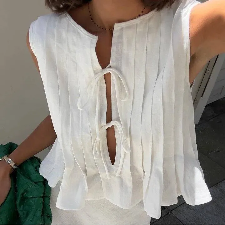 

2025 Independent Women's Strap Linen Blouse Autumn Season 00% Other Material Women's irt Faion Ladies' Premium Clothing