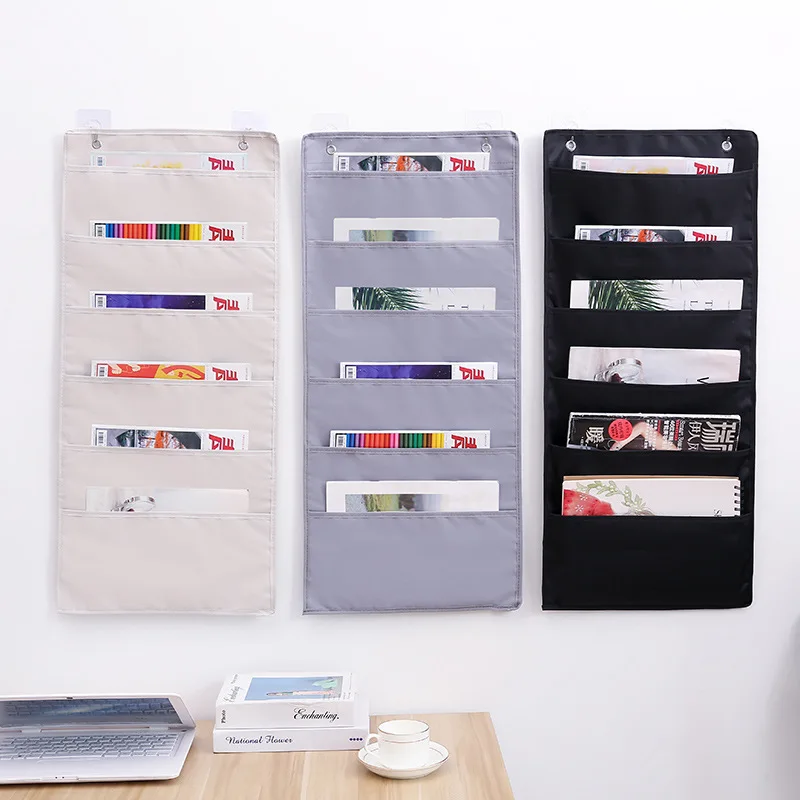 6 Tier Hanging Storage Bag Wall Mounted Over Door Organizer Pockets Oxford Fabric for Dorm Sundries