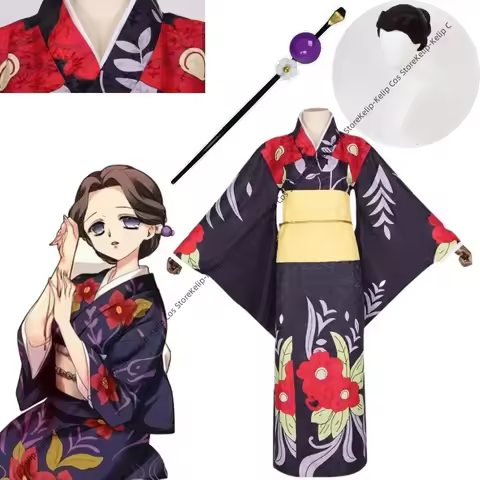 Anime Tamayo Cosplay Costume Kimetsu No Yaiba Wig Kimono Shoes