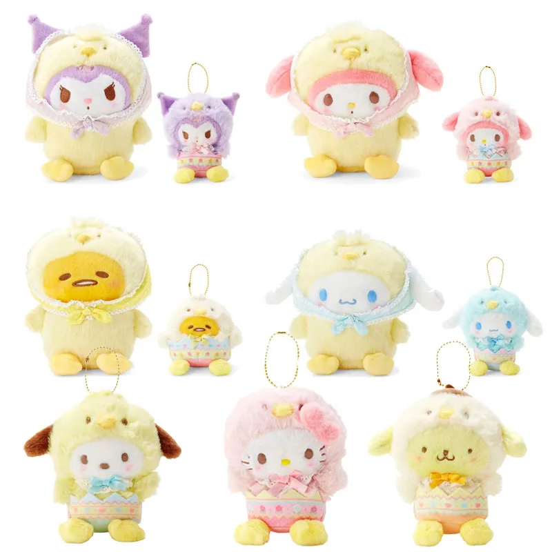 Kawaii Sanrio Cos Chick Plush Toy Pendant 2023 Hello Kitty Melody Kuromi Cinnamoroll Purin Pochacco Gudetama Plush Toy Girl Gift