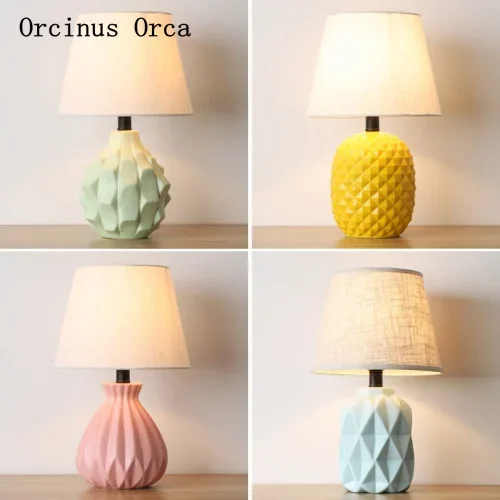 Candy color creative ceramic desk lamp Girl  children's room lamp northern Europe romantic special shaped desk lamp