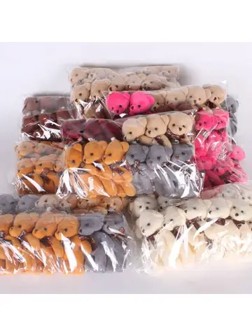 12Pcs/Lot Soft Stuffed Bear Plush Toys Mini Teddy Bear Dolls Toy Small Gift Party Wedding Keychain Bag Pendant Teddy Key Chain