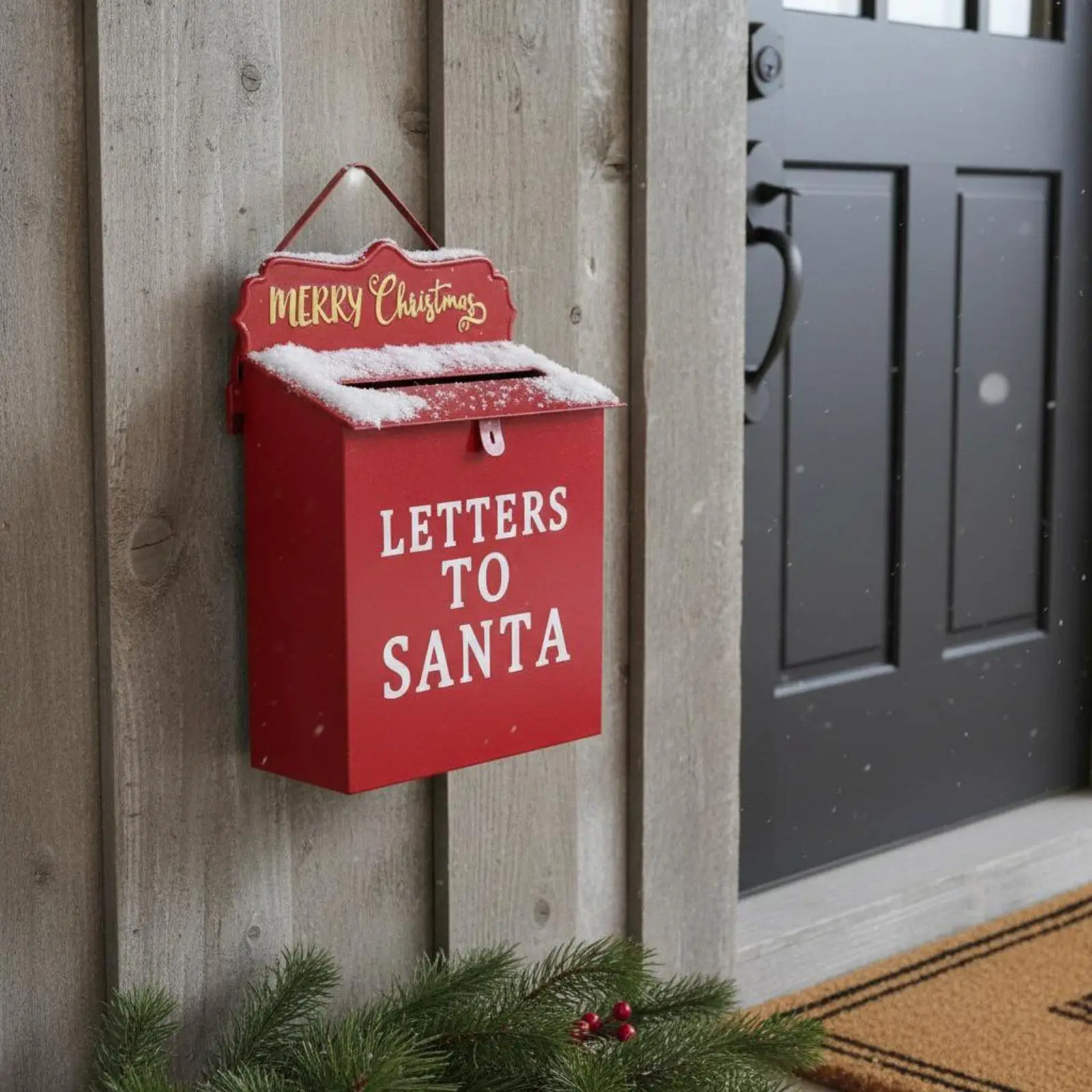 Christmas Wall Mailbox Festive Santa Letter Box North Pole Post