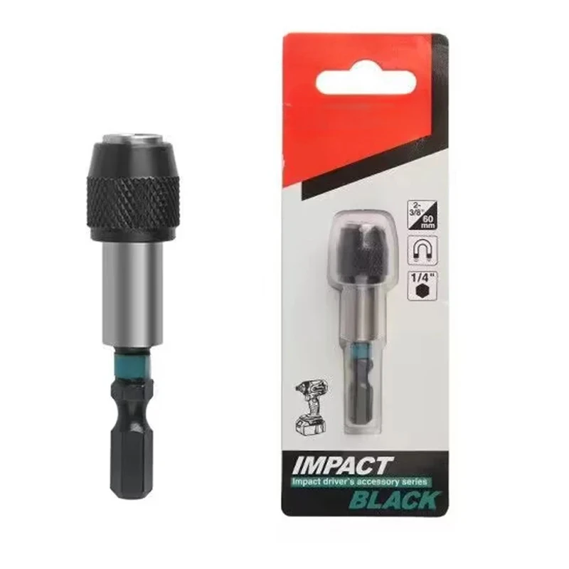 Impact Black Magnetic Bit Holder 60MM 1/4" Hexagonal Handle Magnetic Sleeve Drive Bit Tool Accessories Adapter image 6