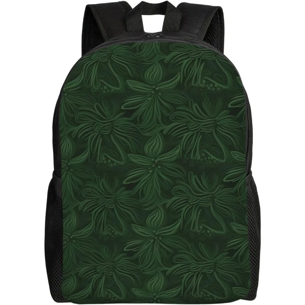 

Hunter Green Floral Petals Pattern Laptop Backpack For Women Men College Backpack Work Business Computer Bag Lightweight Bookbag
