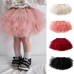 Baby Girls Tutu Fluffy Skirt Toddler Princess Ballet Dance Tulle Mesh Kids Cake Skirt Cute Girls Clothes Pettiskirt Skirt 2-6Yrs