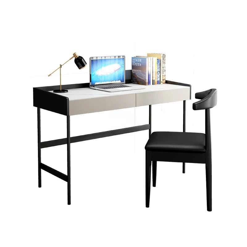 Light Luxury Rock Slab Computer Desks Simple Home Office Table Modern Office Furniture Iron Art Gaming Desk Bedroom Writing Desk