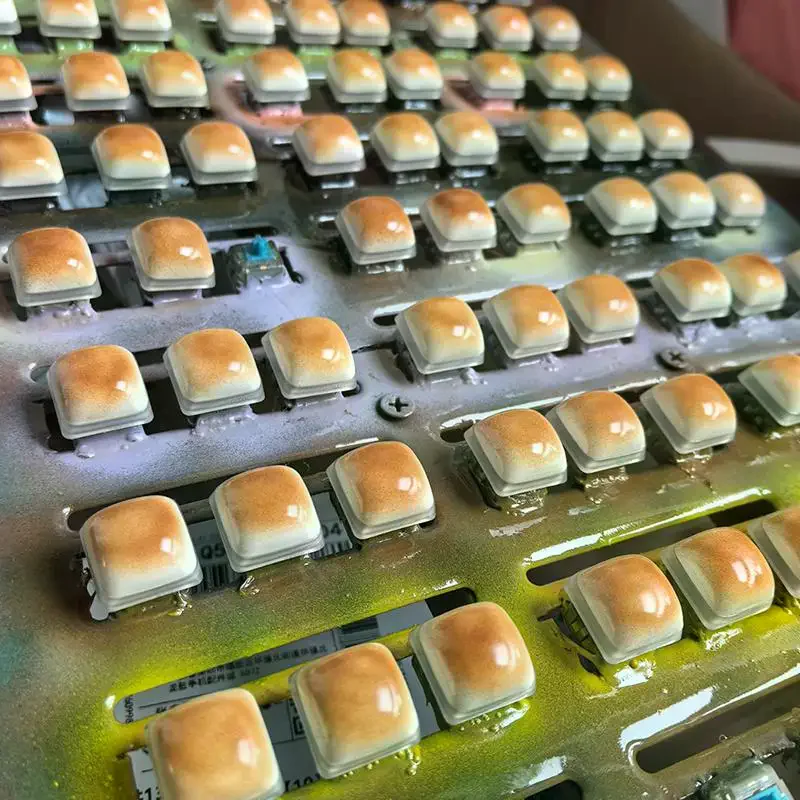 Bread Keycap Stress Relief Clicker Keychain Mechanical Keyboard Button Decompress Fingertip Keyring