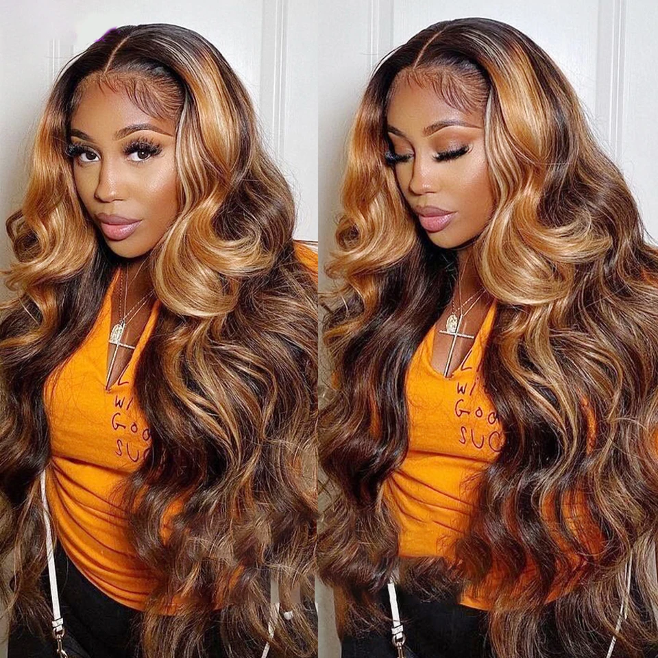 

180 200 Density Lace Front Wigs Human Hair Body Wave 4/27 Highlight 13x4 13x6 HD Lace Frontal Colored 18 36 Inch Human wig