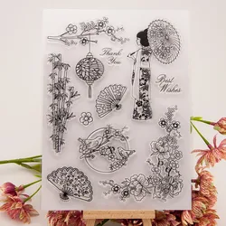 Cherry Blossom Japanese Style Transparents Stamps Scrapbook Paper Transparent Clear Handmade Decoration Gifts Rubber Stamp DIY