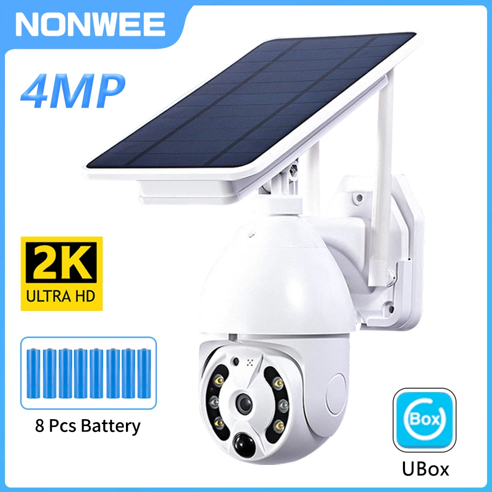 4MP WiFi Solar Camera 2MP Outdoor Wireless PTZ CCTV Security Cameras With Solar Panel Rechargeable Battery Auto Tracking