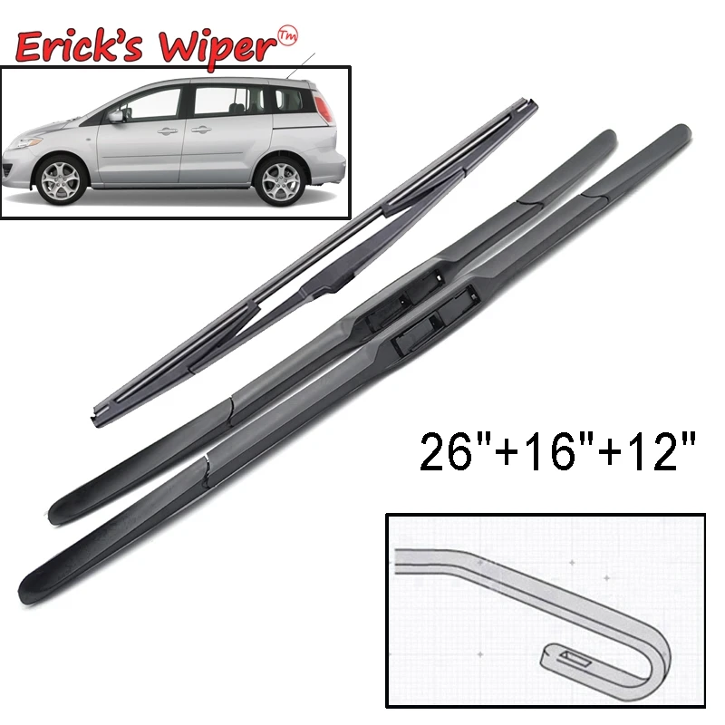 Erick\'s Wiper Front & Rear Wiper Blades Set For Mazda 5 Premacy MK2 MK3 MPV 2005 - 2017 Windshield Windscreen Window 26\