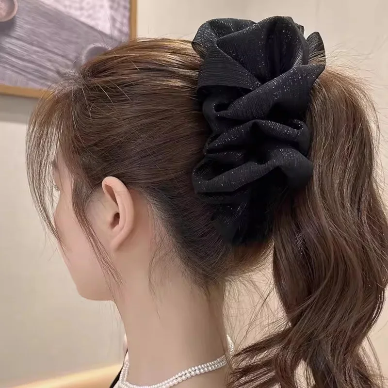 2pcs/set Black White Big Fold Bow Hair Claw For Women Girls Sweet Hair Ornament Back Headband Hair Clip Fashion Hair Accessories