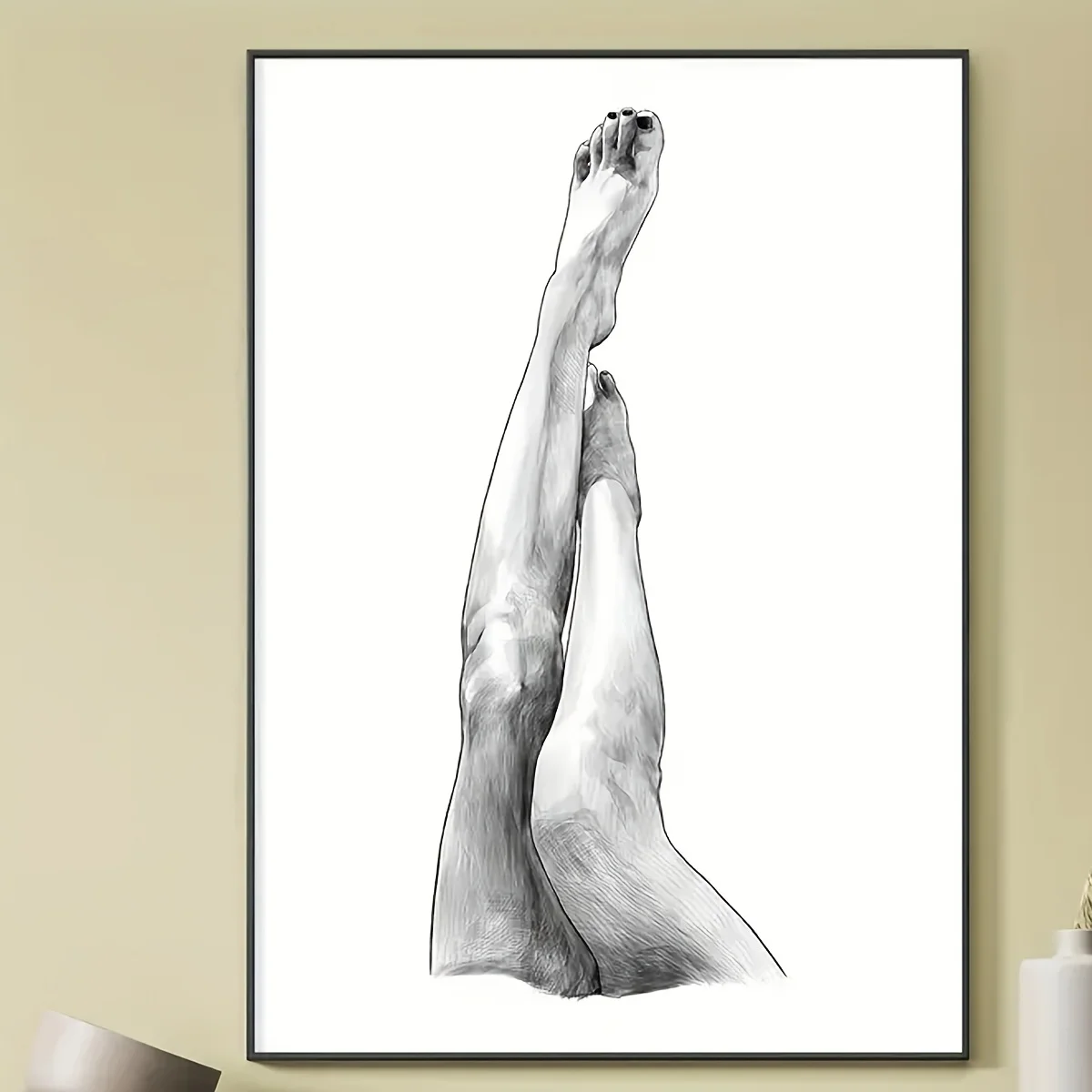 1 Buah Cetak Seni Dinding Kanvas Kaki Wanita Elegan, Dekorasi Dinding Kipas Hitam dan Putih Berkualitas Tinggi, Poster Kanvas Tanpa Bingkai, Hadiah Ideal