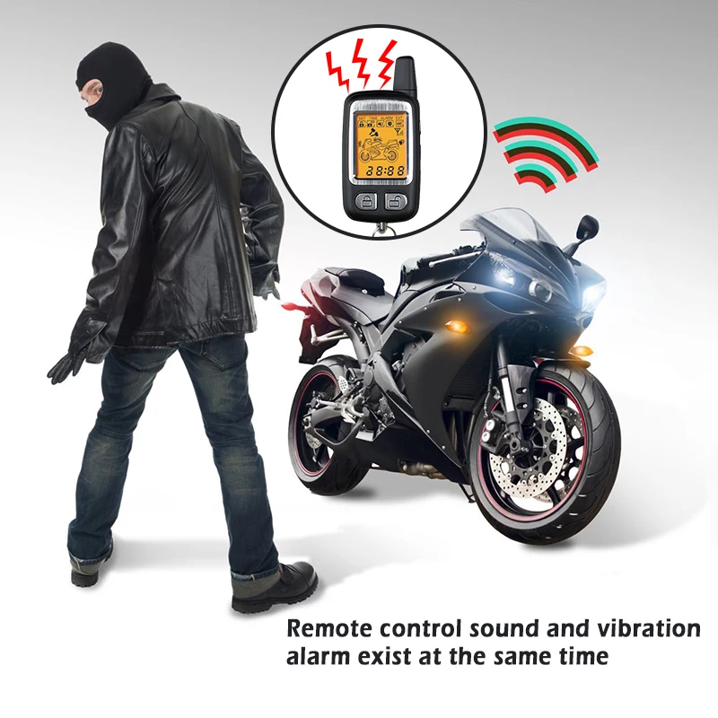 800m-Remote control distance & 1000m-Receiving 2-Way Waterproof Motorcycle Burglar Alarm System with Remote engine cut-off&start