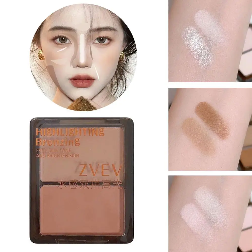 Palette de contouring en surbrillance 3D, poudre pour le visage, surligneur de contour bicolore, éclaircissant naturel, ombre antarctique, Ma T0B2, 256