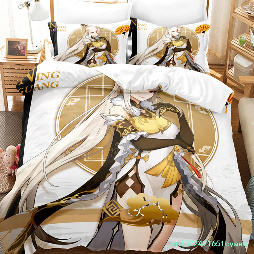 Japanese Anime Duvet Cover Set With Pillowcases Touhou Project Remilia Scarlet Flandre Bedding Sets Genshin Impact Bedclothes