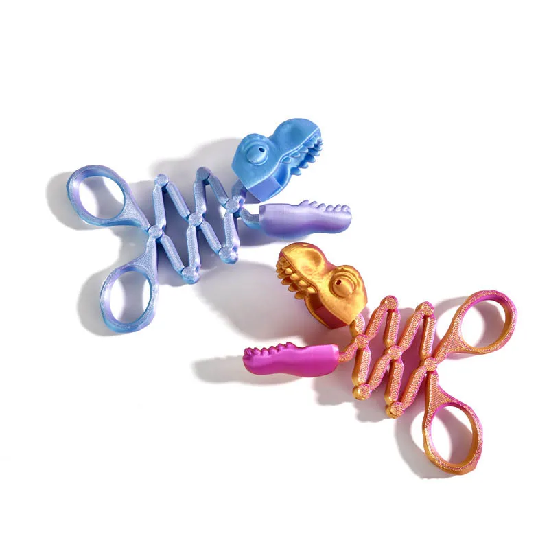 3D Printed Dinosaur Funny Spoof Telescopic Spring Manipulator Clip Bite Hand Dinosaur Prank Parent-child Interaction Toy Gift