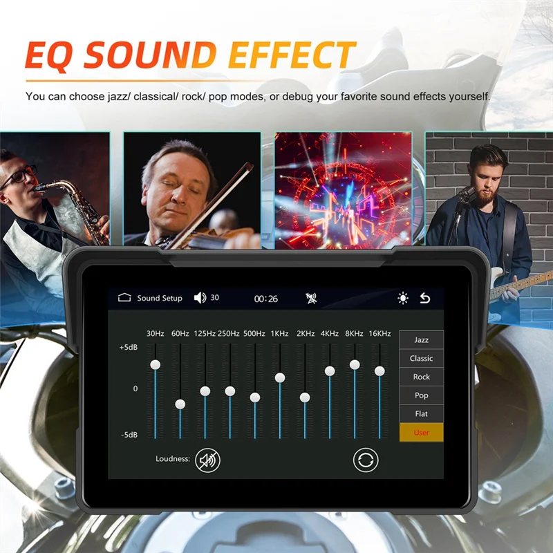 Motorcycle DVR Navigation Screen Carplay Android Auto Screen Bluetooth Wifi Screen-T61C