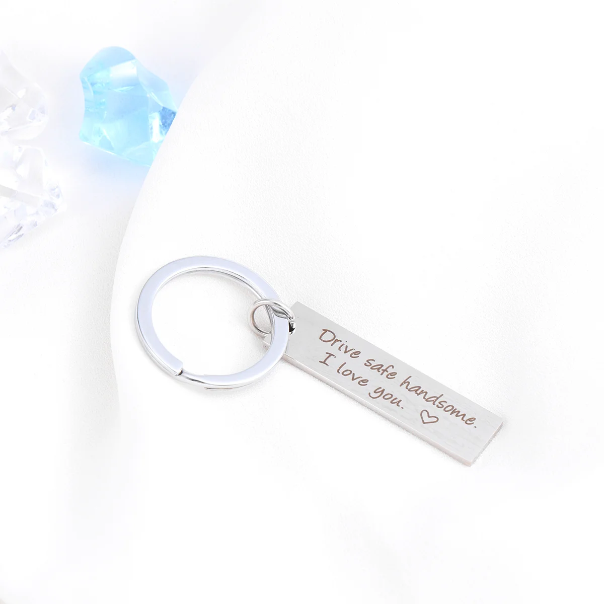 Key Chain Decor Keychains Ring Keyring for Lovers Drive Safe Need You Here with Me Silver Fob