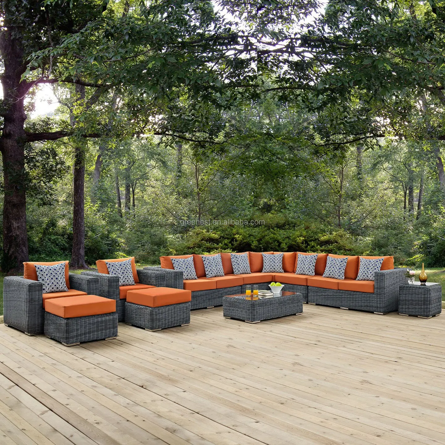 

2022 Big Lots Outdoor Rattan Furniture Large Wicker European Sectional Sofa