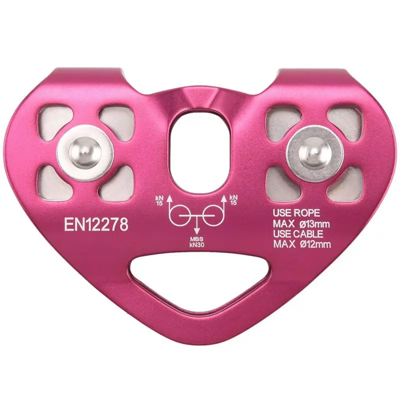Mar.Outdoor Climbing Pulley Biaxial Transport Steel Cable Expand Heart-Shaped Double Pulley