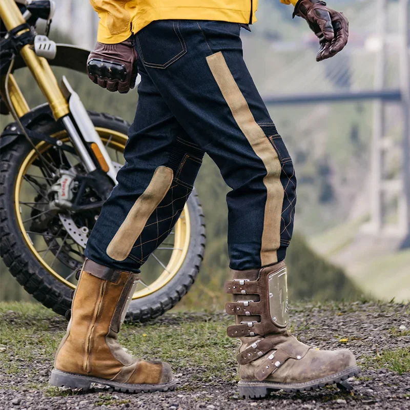 Motorcycle Pants Mens Kevlar Slimfit Retro Casual Off-road Anti Fall Armor Men's Cycling Pants Motorcycle Wear Resistant Jeans