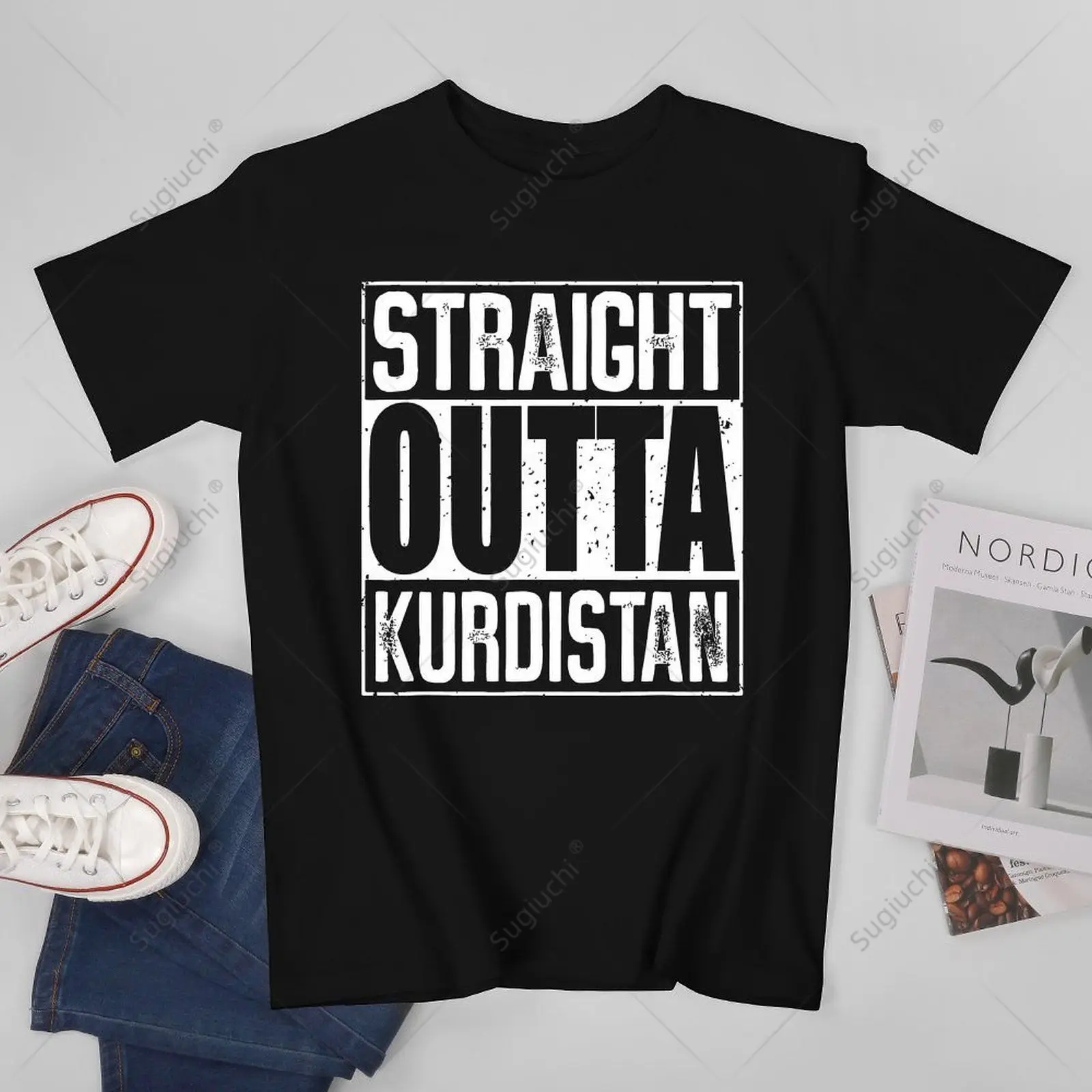 Men Vintage Retro Straight Outta Kurdistan Tshirt Tees T Shirts Women Boys 100% Cotton T-Shirt