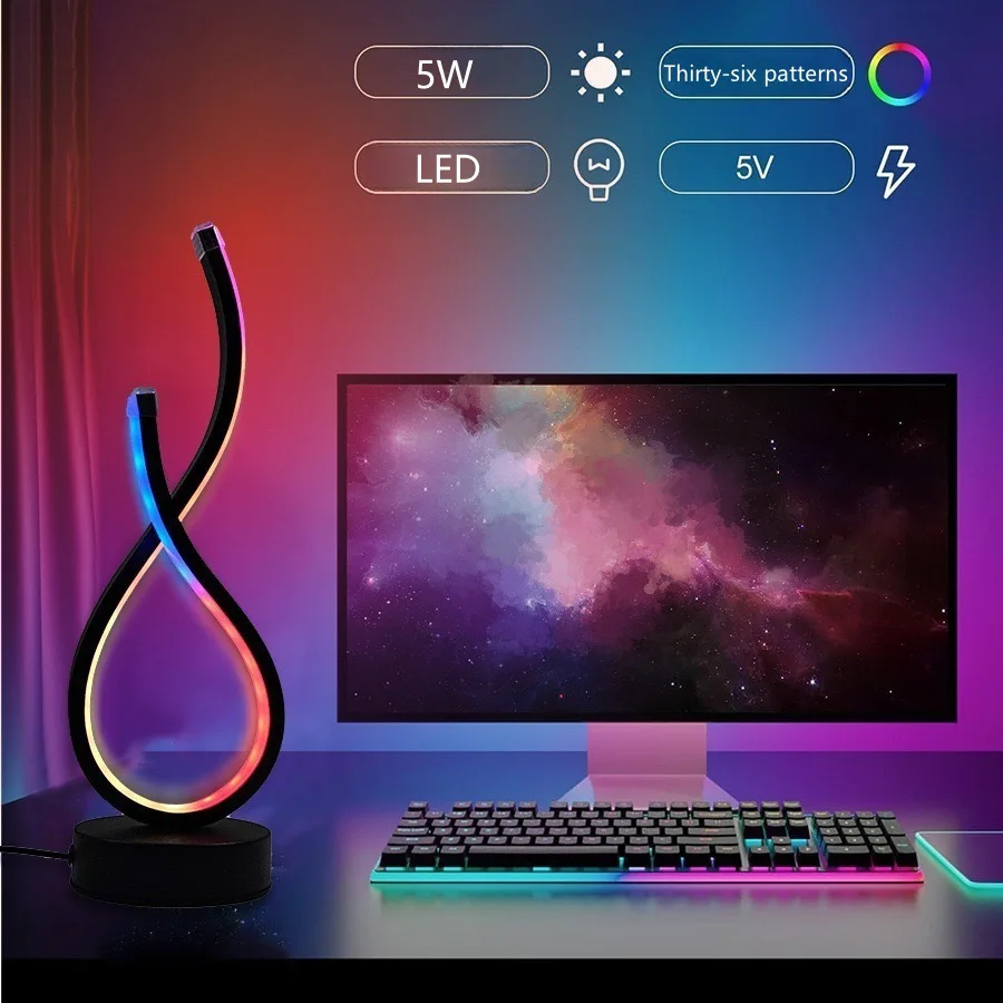 36 Patterns LED Table Lamp USB Bedroom Nightlight Creative Restaurant Coffee Shop Luminescent Decorative Table Lamp