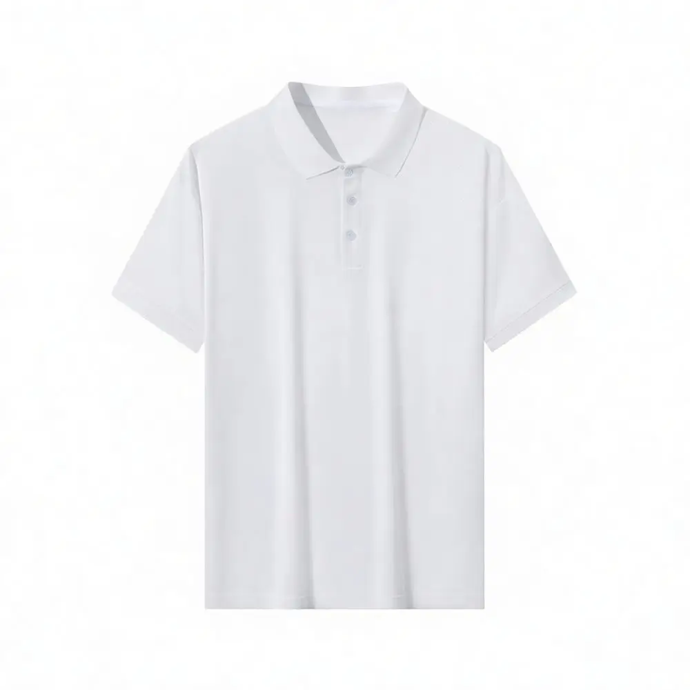 Casual Summer Polo Shirt Mens Ice Silk Short Sleeve Breathable Quick Dry Elastic Soft Solid Comfortable Business Tee