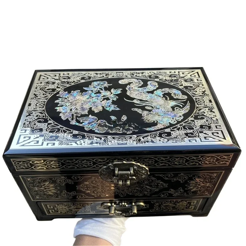 Nuovo di zecca, classico, in legno, soggiorno, stile retrò, nuovo stile cinese, portagioie in filo di rame intarsiato laccato come regalo