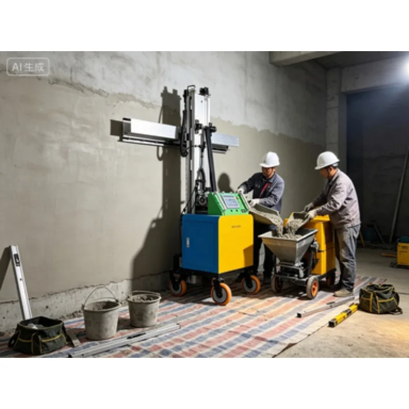Construction Site Indoor Wall Plastering Machine Cement Mortar Spraying Mixer with Gearbox DC48V Brushless Motor Engine Bearing