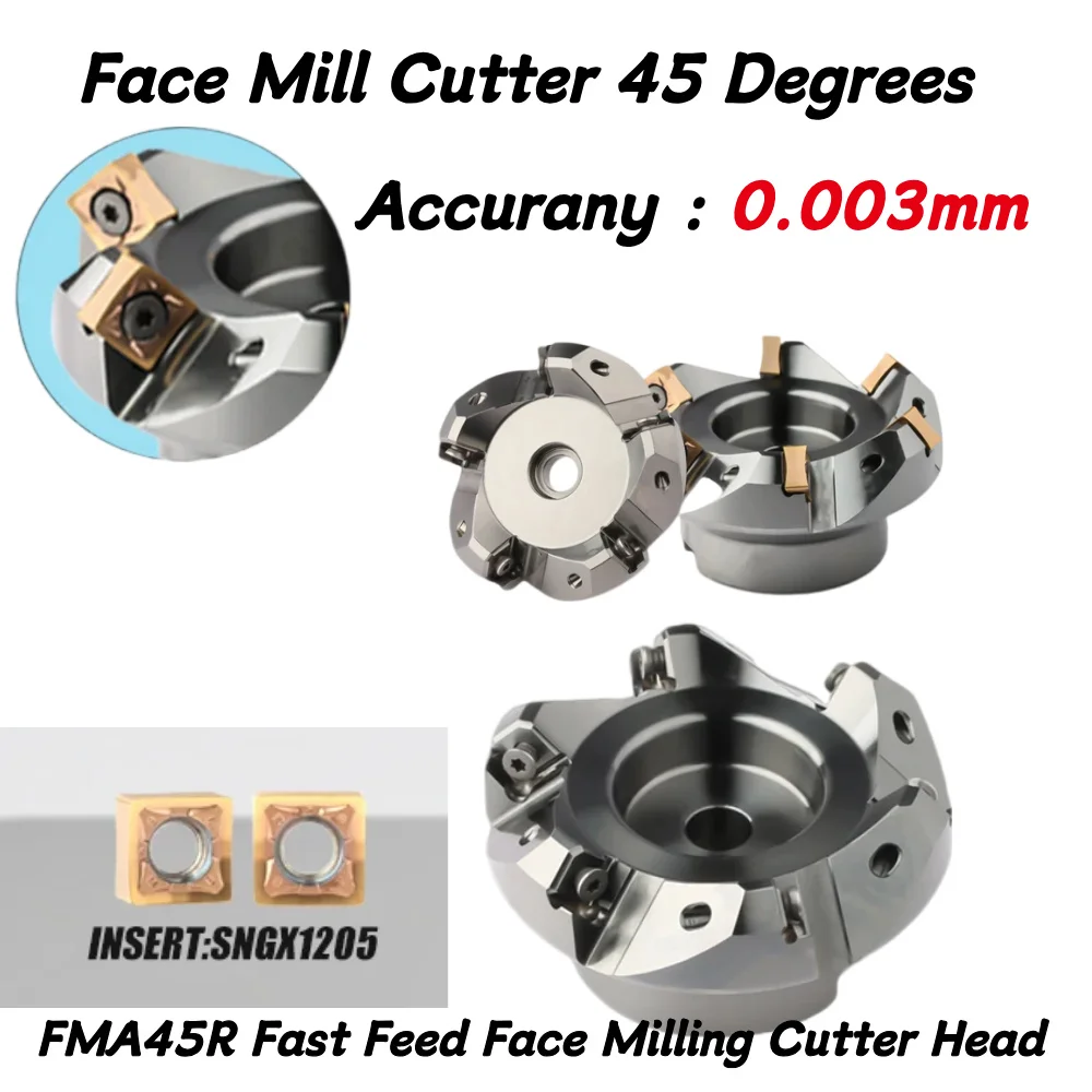 Face Mill Cutter 45 Degrees FMA45R Fast Feed Face Milling Cutter Head With Carbide Insert SNGX1205 Flying Milling Cutter Disk